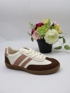 Buty sportowe damskie na płaskim (36-41) DD353 COFFE/PINK