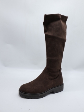 Kozaki damskie ocieplane na płaskim (36-41) 9166 BROWN