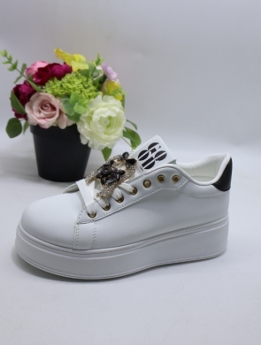 Buty sportowe damskie na płaskim (37-41)  B1071 WH/BL