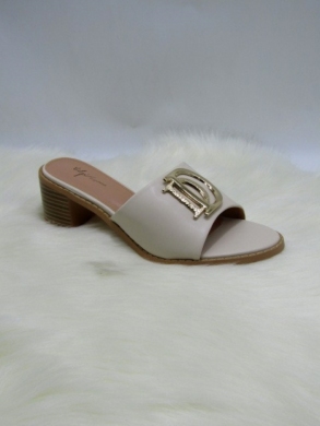 Klapki damskie na obcasie (36-41) 89222C BEIGE