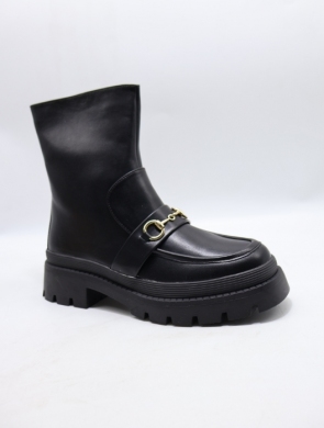 Botki damskie ocieplane na płaskim (36-41) H2267 BLACK