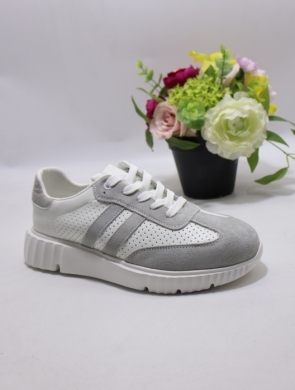 Buty sportowe damskie na płaskim (36-41) A-806 GREY SKÓRA