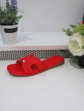 Klapki damskie na płaskim (36-41) B2101 RED