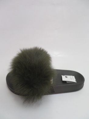 Klapki damskie z futerkiem (36-41) W2018 KHAKI