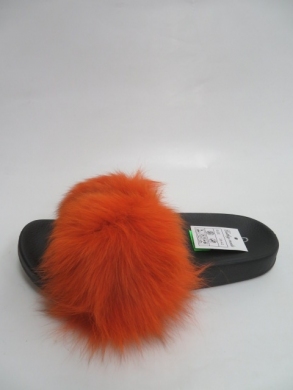 Klapki damskie z futerkiem (36-41) CZ600 NATURAL ORANGE