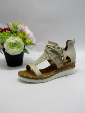 Sandały damskie na koturnie (36-41) F6501 BEIGE