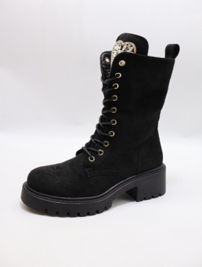Botki damskie ocieplane na płaskim (36-41) 5817-2 BLACK