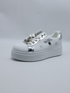 Buty sportowe damskie na płaskim (36-41) 24003 WH/SILVER