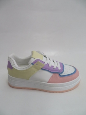 Buty sportowe damskie na płaskim (36-41) AB989 WH/PINK/YELLOW