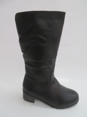 Kozaki damskie ocieplane na płaskim (40-43) D8817-3 BLACK