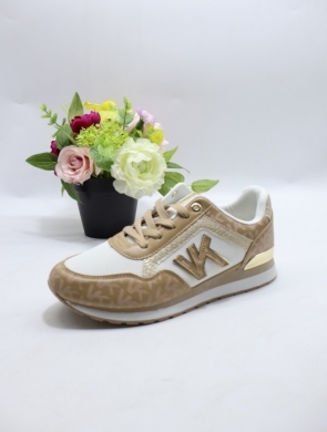 Buty sportowe damskie na płaskim (36-41) J-173 WH/CAMEL