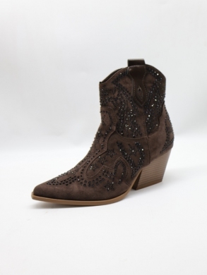 Botki damskie na obcasie (36-41) 9676A BROWN
