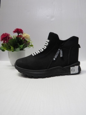 Botki damskie ocieplane na płaskim (36-41) 9132-21 BLACK