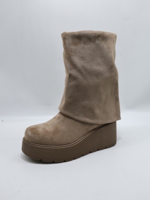 Kozaki damskie ocieplane na koturnie (36-41) HQ372 KHAKI