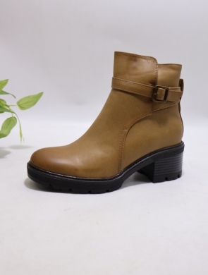 Botki damskie ocieplane na obcasie (36-41) 1354 BROWN