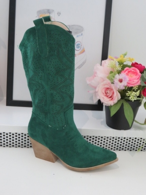 Kozaki damskie na obcasie (36-41) RQ457 GREEN
