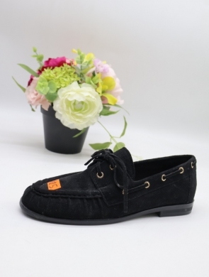 Mokasyny damskie na płaskim (36-41) 68-408 BLACK