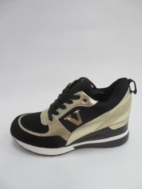 Buty sportowe damskie na koturnie (36-41) HS160-2 GOLD/BLACK