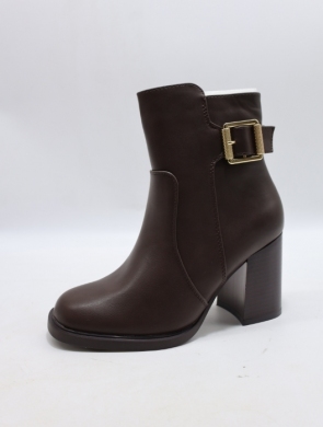 Botki damskie ocieplane na obcasie (36-41) 9138 BROWN