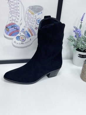 Kozaki damskie ocieplane na obcasie (36-41) 8619 BLACK