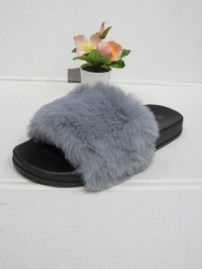 Klapki damskie z futerkiem (36-41) DT5-B6 GREY/BLACK