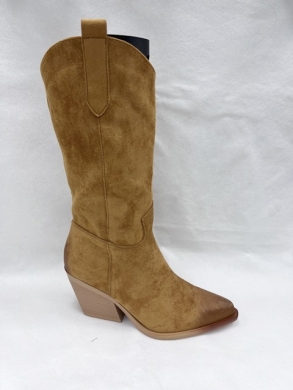 Kozaki damskie na obcasie (36-41) 4439 CAMEL
