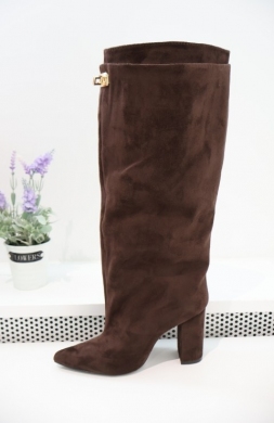Kozaki damskie na obcasie (36-41) 2912A-1 BROWN