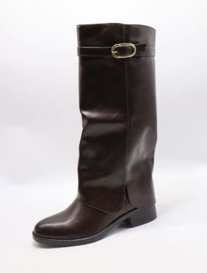 Kozaki damskie na płaskim (36-41) 68329 BROWN