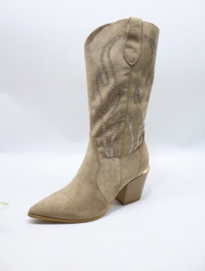 Kozaki damskie na obcasie (36-41) A9588 KHAKI