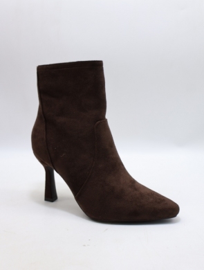 Botki damskie ocieplane na szpilce (36-41) 9179 BROWN