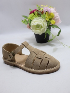 Sandały damskie na płaskim (36-41) S-327 BEIGE-SKÓRA