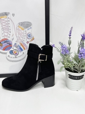 Botki damskie ocieplane na obcasie (36-41) 5733 BLACK