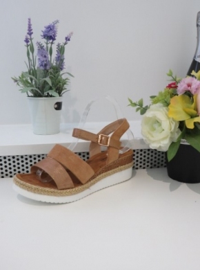 Sandały damskie na koturnie (36-41) F6176 CAMEL