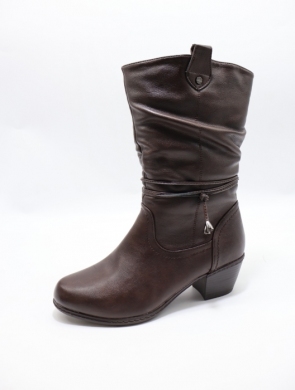 Kozaki damskie ocieplane na obcasie (36-41) 7390R-1 BROWN