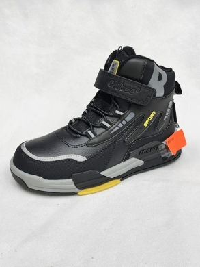 Buty sportowe chłopięce ocieplane (32-37) P812 BLACK/YELLOW