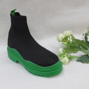 Botki damskie na płaskim (36-41) 3060 BLACK/GREEN