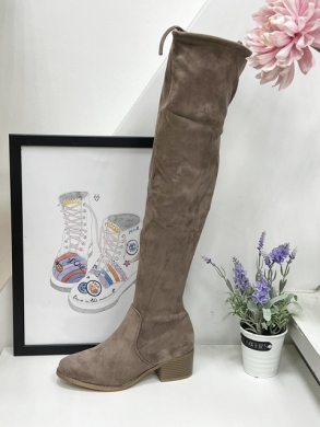 Kozaki damskie na płaskim (36-41) F182 KHAKI