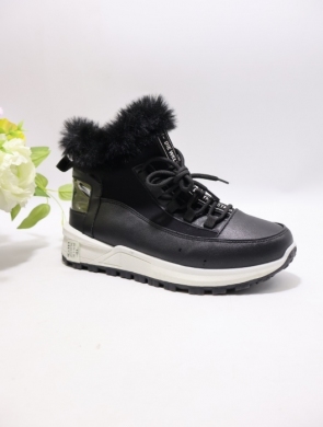 Botki damskie ocieplane na płaskim (36-41) 9131-1 BLACK