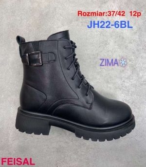 Botki damskie ocieplane na płaskim (37-42) JH22-6 BLACK