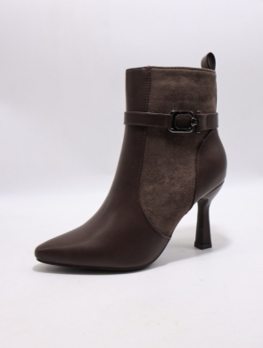 Botki damskie ocieplane na szpilce (36-41) 9184 BROWN