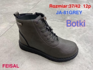 Botki damskie ocieplane na płaskim (37-42) JA-81 GREY