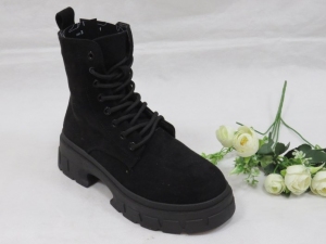 Botki damskie ocieplane na koturnie (36-41) VL191 BLACK