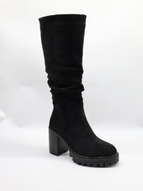 Kozaki damskie ocieplane na obcasie (36-41) 5790 BLACK