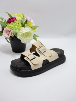 Klapki damskie na płaskim (36-41) L66-236 BEIGE