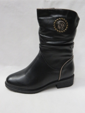 Kozaki damskie ocieplane na płaskim (36-41) G3205 BLACK