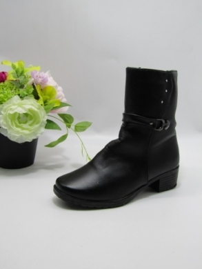 Botki damskie ocieplane na obcasie (37-42) 424-4 BLACK