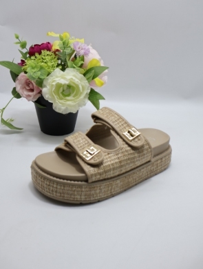 Klapki damskie na płaskim (36-41) 77-617 KHAKI