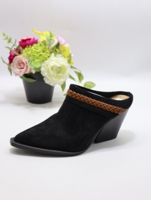 Klapki damskie na obcasie (36-41) M1535 BLACK