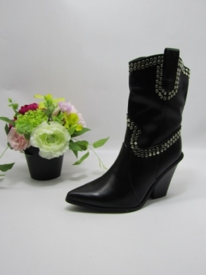 Kozaki damskie ocieplane na obcasie (36-41) RH006B BLACK