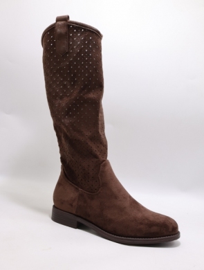 Kozaki damskie na płaskim (36-41) H259 BROWN